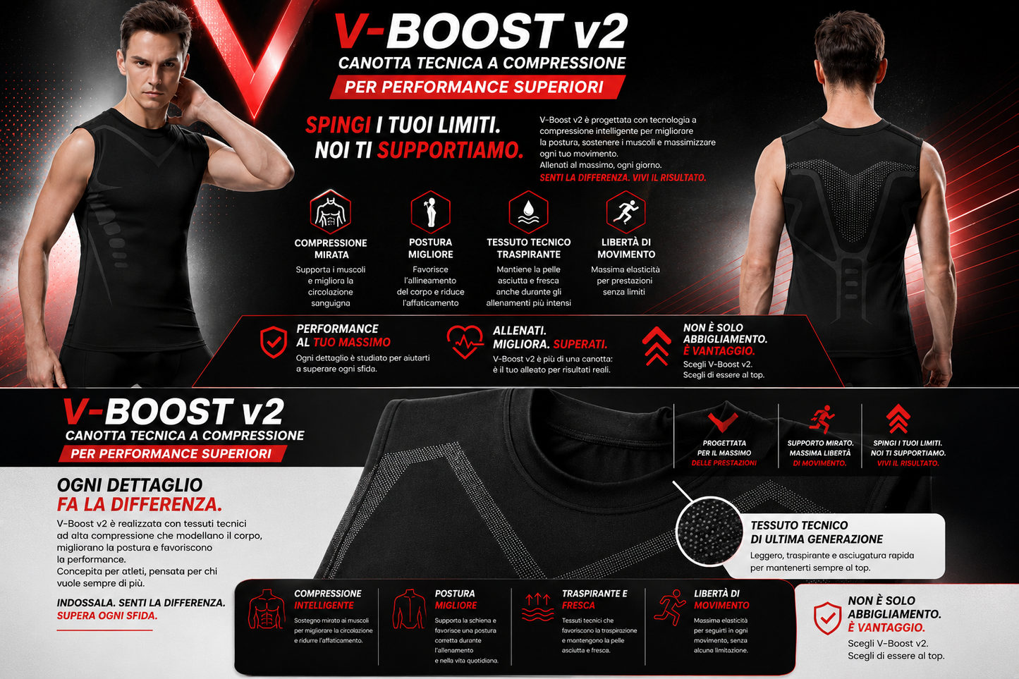 V-Boost v2 Canotta Tecnica a Compressione per Performance Superiori